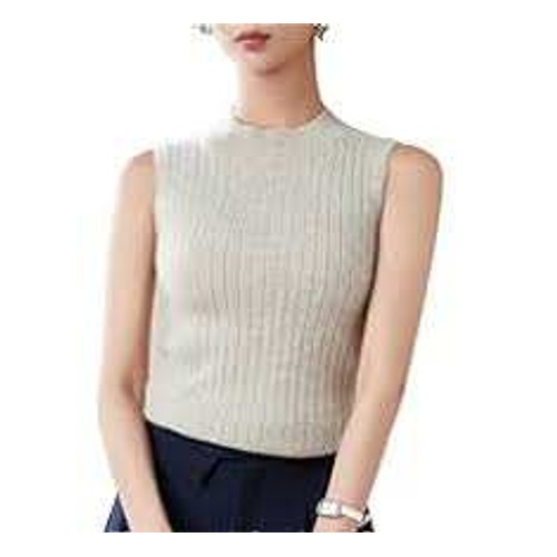 Cupcakes And Cashmere Cable Knit Mock Neck Sleeveless Sweater Top Grey - Size M